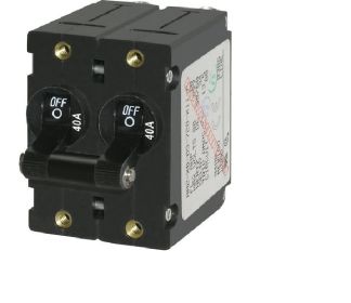 Blue Sea A-Series 40 Amp Circuit Breaker Black Toggle Double Pole